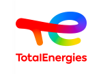 a Total Energies logo with a rainbow colored letters